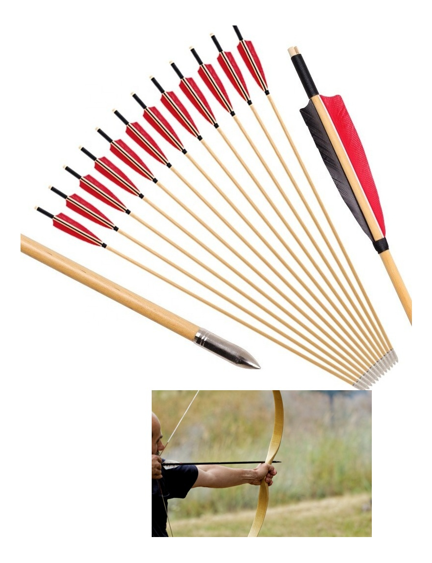 Flecha De Madera Para Arco 28 Pulgadas Arqueria Tiro - Imagen 2