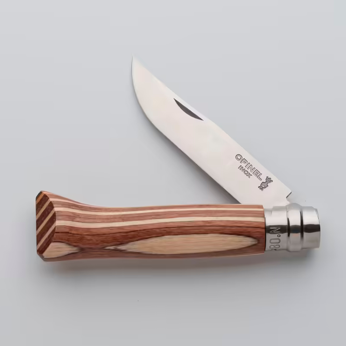 Navaja Opinel N°8 Inox Mango Abedul Laminado Marrón Explorer - Imagen 3