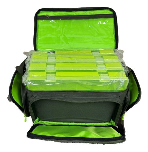 Bolso De Pesca Con 4 Organizadores Verdes Semi Impermeable - Imagen 2