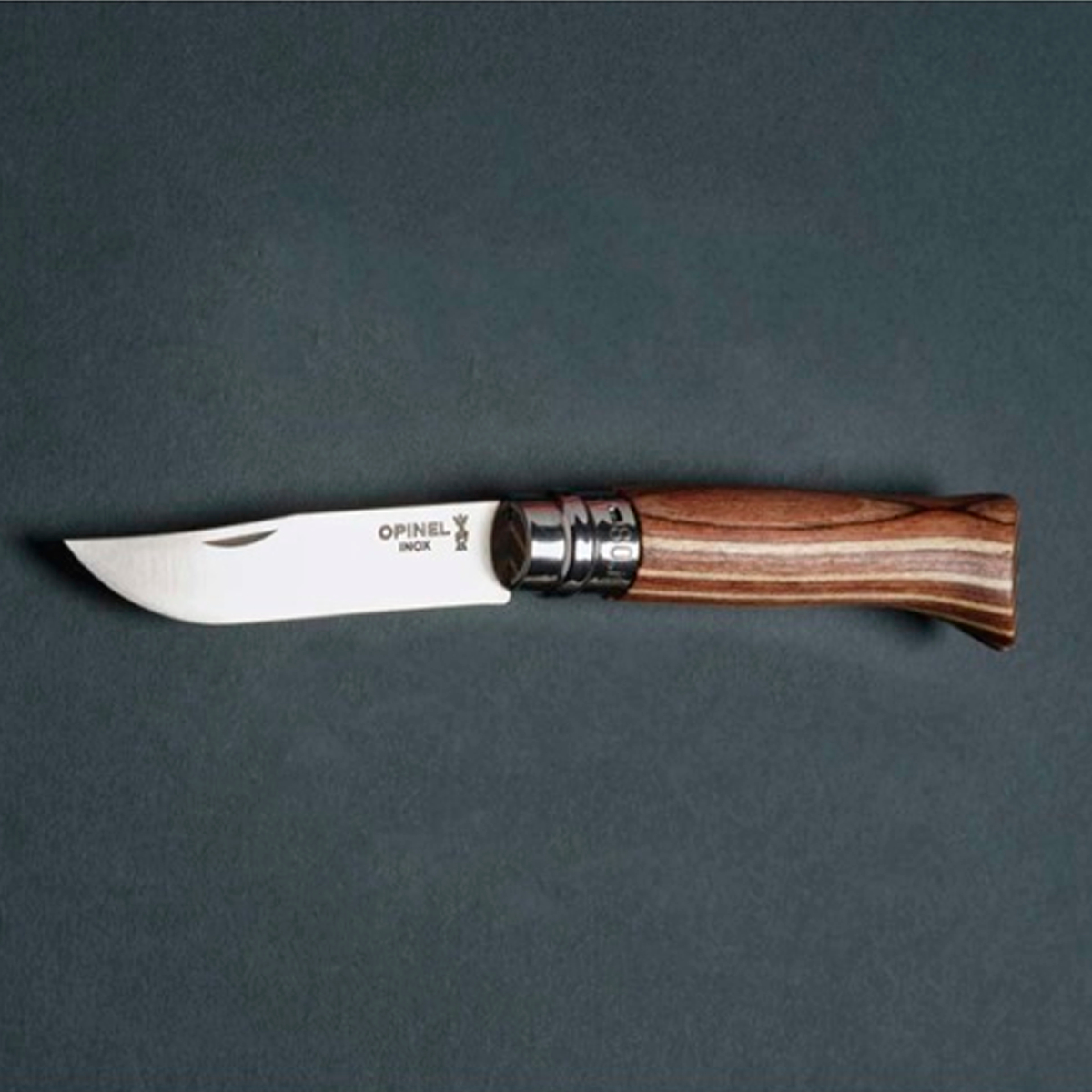 Navaja Opinel N°8 Inox Mango Abedul Laminado Marrón Explorer - Imagen 4