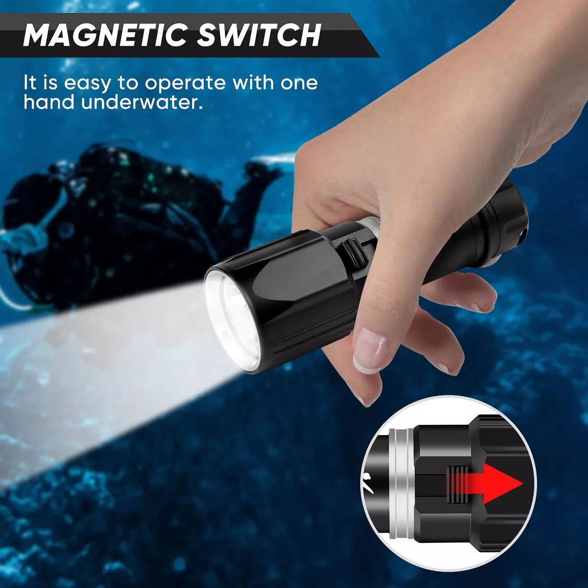Linterna Led P70 Recargable De Buceo Sumergible 20w - Imagen 3