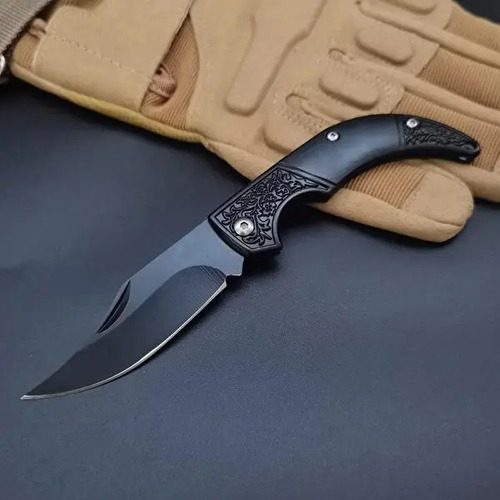 Navaja Tactica Negra Para Camping Pesca Defensa Personal - Imagen 3