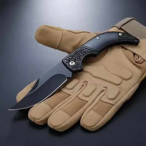 Navaja Tactica Negra Para Camping Pesca Defensa Personal - Imagen 2