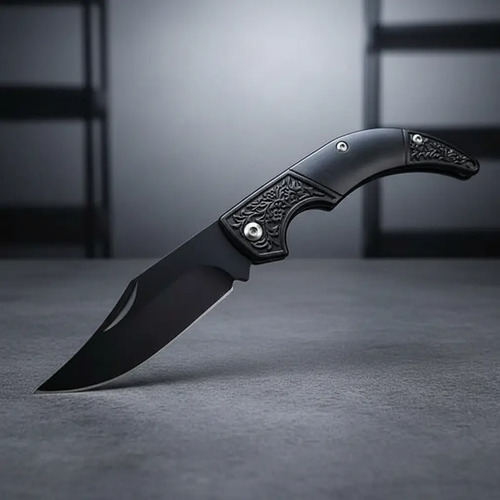 Navaja Tactica Negra Para Camping Pesca Defensa Personal - Imagen 5